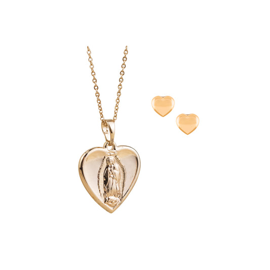 Set Corazón Virgen de Guadalupe Rose