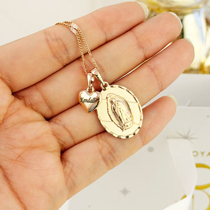 Set  Virgen  Guadalupe Oval Grabado Rose