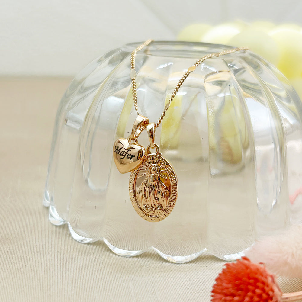 Collar Virgen de Guadalupe Grabado Rose