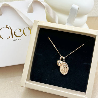 Collar Virgen de Guadalupe Grabado Rose