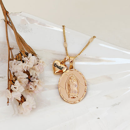 Set  Virgen  Guadalupe Oval Grabado Rose