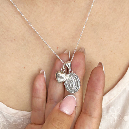 Collar Virgen de Guadalupe Grabado Plata