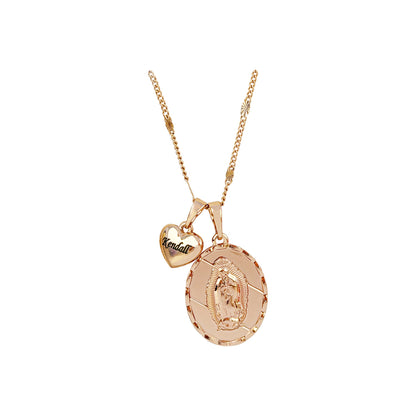 Set  Virgen  Guadalupe Oval Grabado Rose