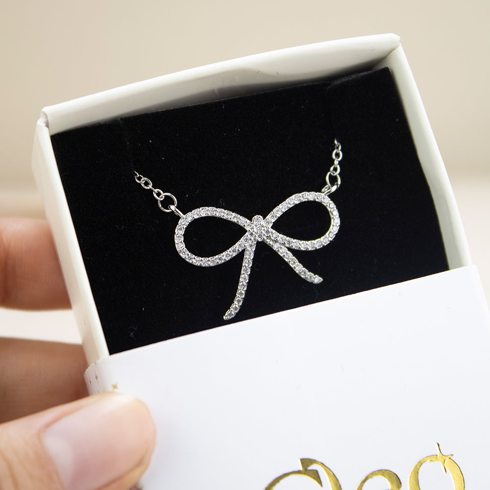 Collar Lazo Coquette Grande Plateado