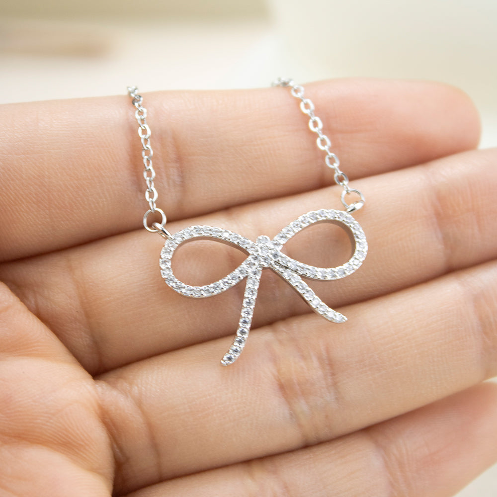 Collar Lazo Coquette Grande Plateado