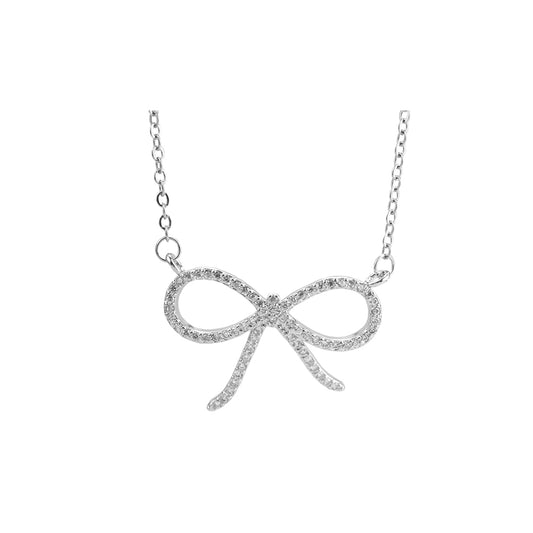 Collar Lazo Coquette Grande Plateado