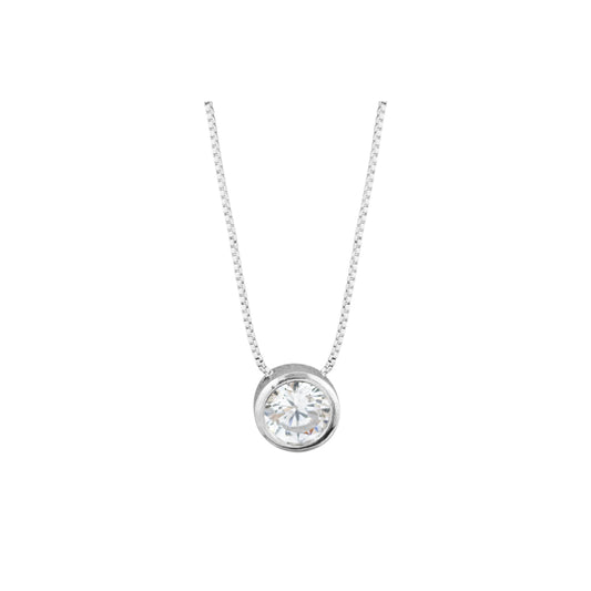 collar plateado con piedra cristal, collar con dije de piedra cristal