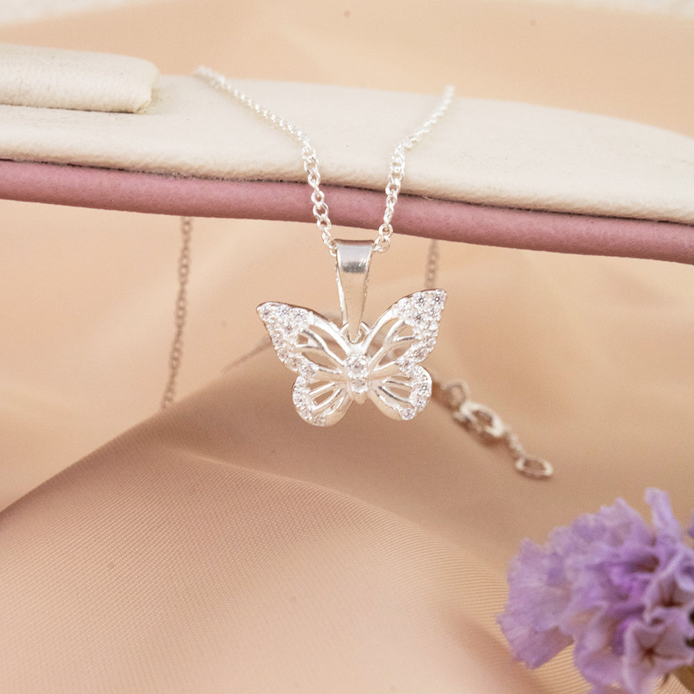 Set Mariposa Cristal Plata