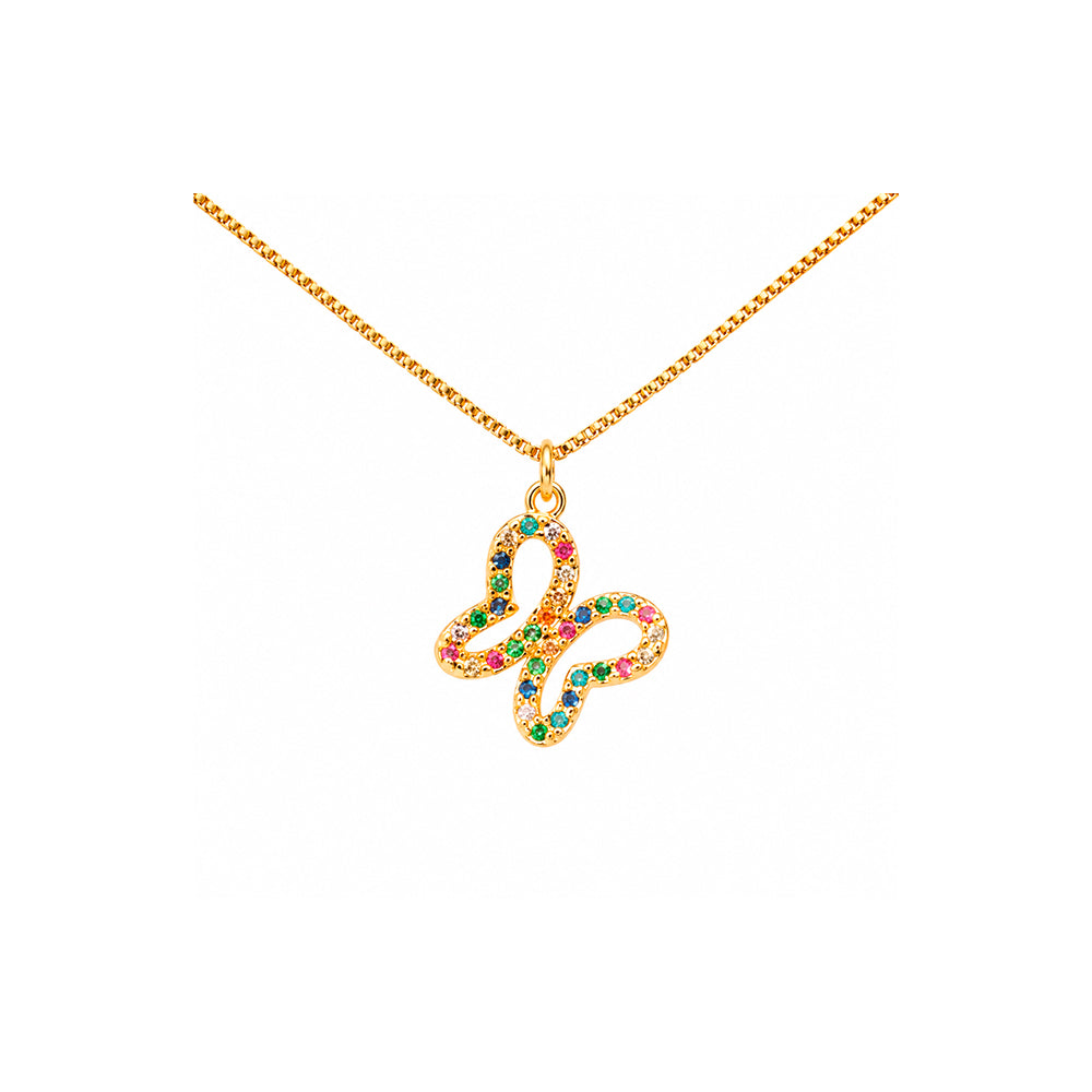 Collaar Mariposa Arcoiris Dorado Acero