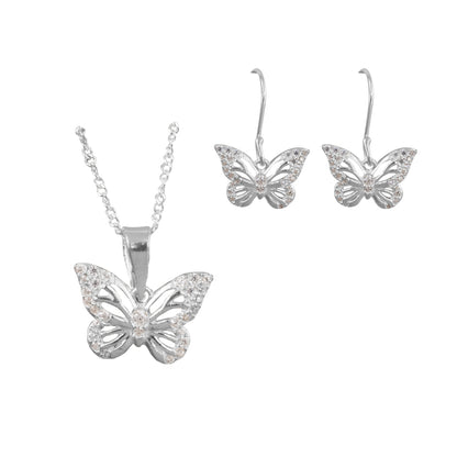 Set Mariposa Cristal Plata