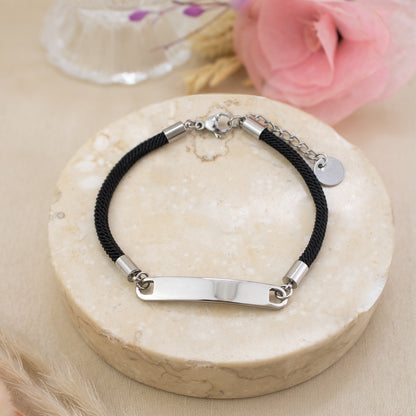 Pulsera de Soga Negro con Dije Plano