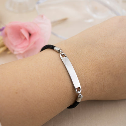 Pulsera de Soga Negro con Dije Plano