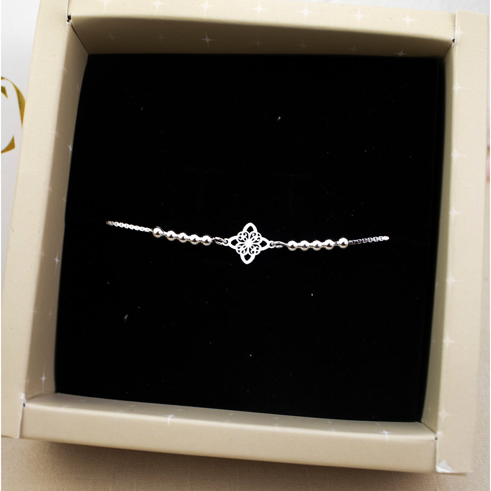 Pulsera Regulable Nudo de Bruja Plata