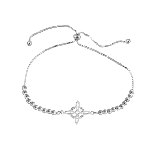 Pulsera Regulable Nudo de Bruja Plata