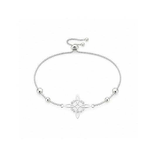Pulsera Regulable Nudo de Bruja Plata