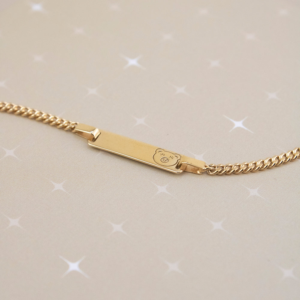 Pulsera para niña Osita Cara Plata Bañada en Oro
