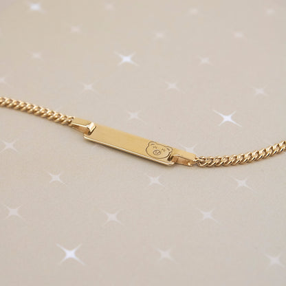 Pulsera para niña Osita Cara Plata Bañada en Oro