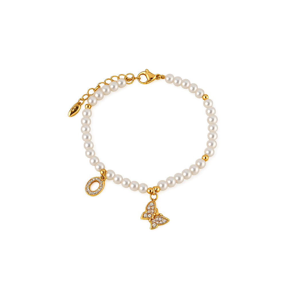 Pulsera Aurora Perla Dorado Acero