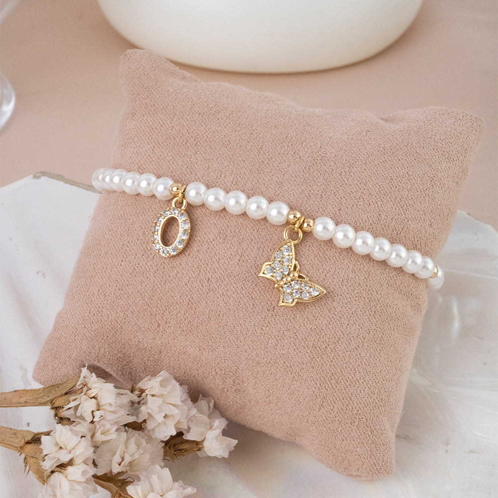 Pulsera Aurora Perla Dorado Acero