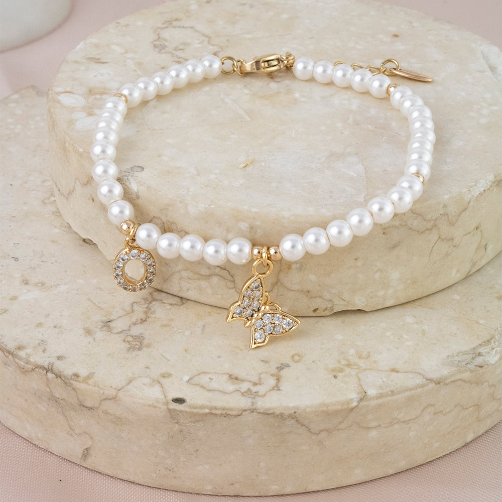 Pulsera Aurora Perla Dorado Acero