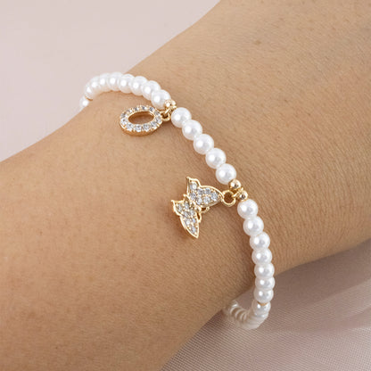 Pulsera Aurora Perla Dorado Acero
