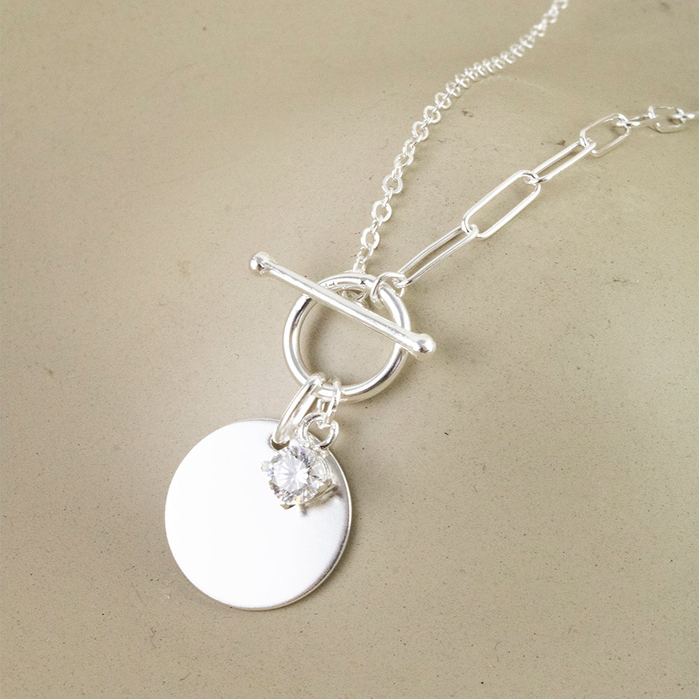 Collar Placa Punto de Luz Plata