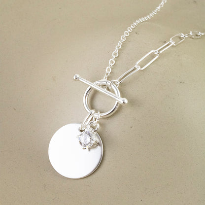 Collar Placa Punto de Luz Plata