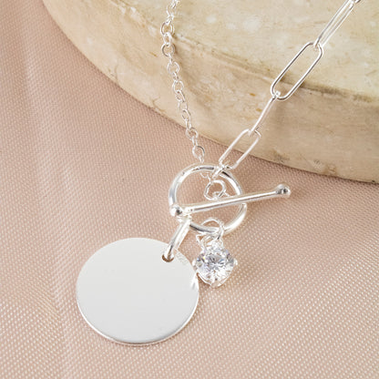 Collar Placa Punto de Luz Plata