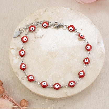 Pulsera Ojo turco Rojo Acero