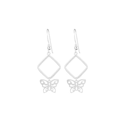 Arete Mariposa Geométrica Plata
