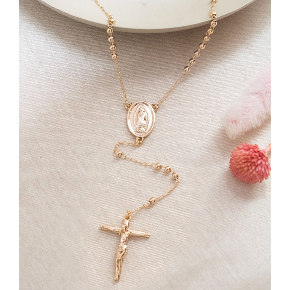 Rosario Virgen con Cruz Acero Rose