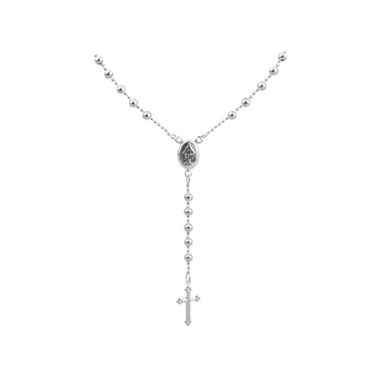 Collar Rosario Virgen Cruz Plata
