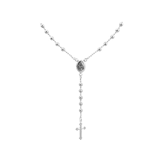 Collar Rosario Virgen Cruz Plata