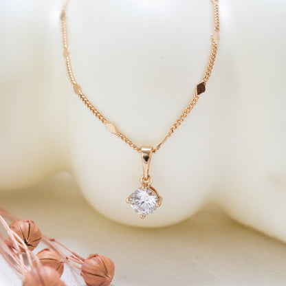 Collar rose con colgante de piedra, collar con piedra colgante, collar roe gold con piedra cristal, collar de piedra cristal