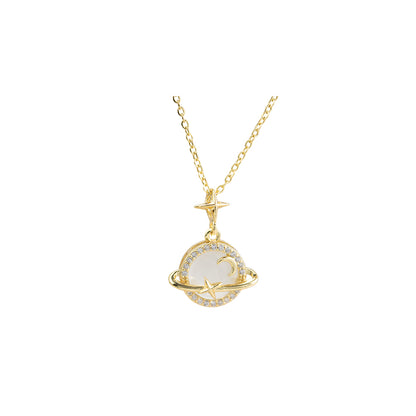 Collar Saturno Dorado Acero