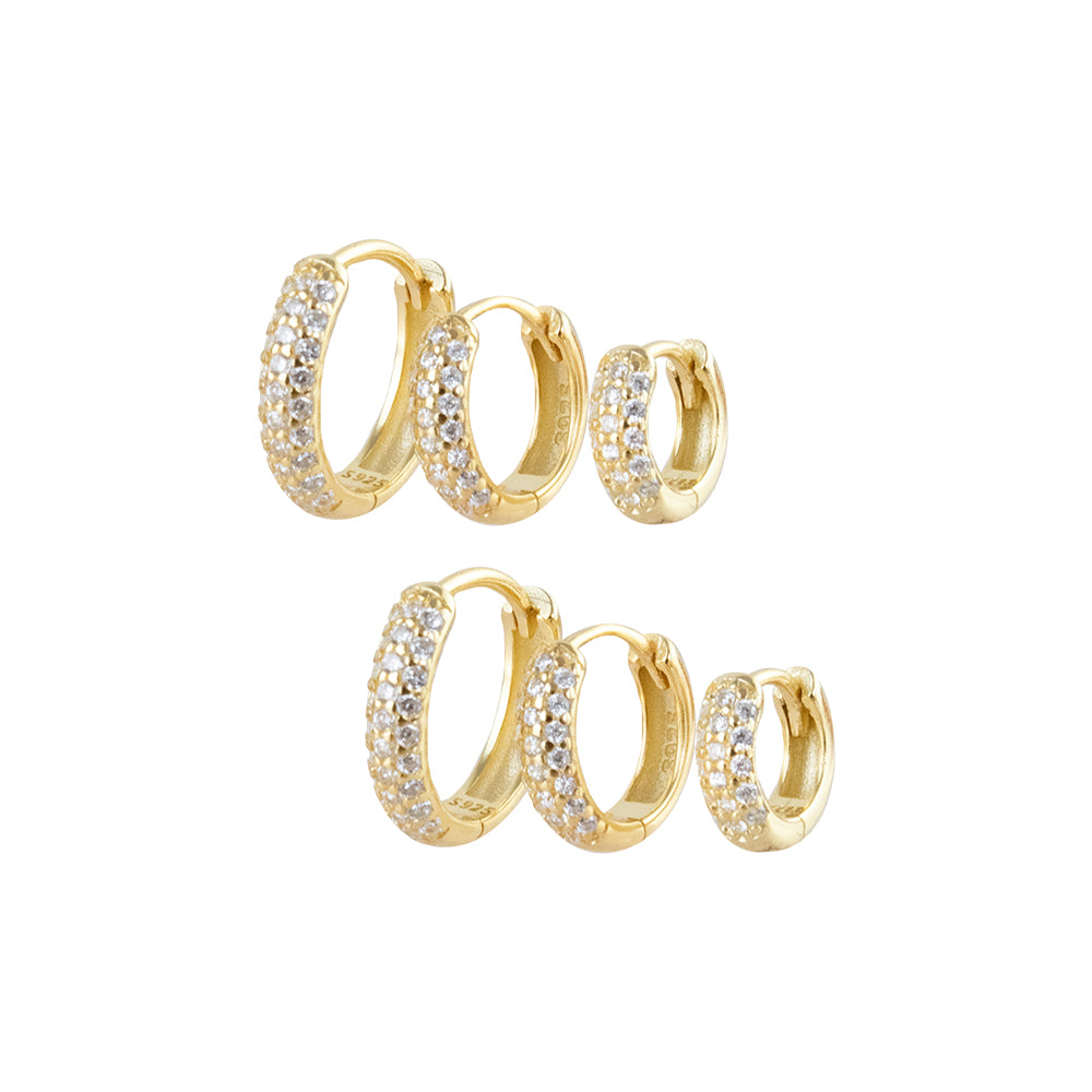 Set x3 Argollas Hoop Circones Plata Bañada