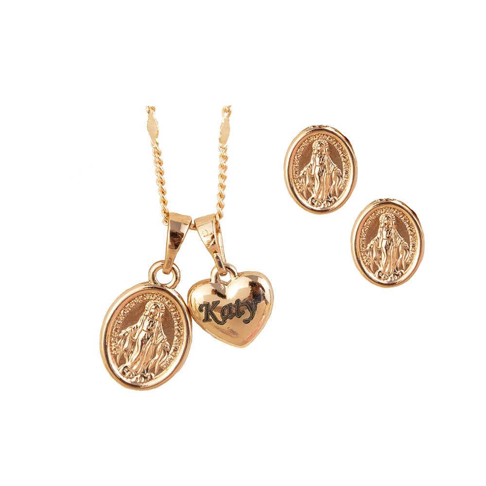 Set Virgen  Milagrosa Grabado Rose