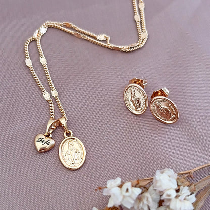 Set Virgen  Milagrosa Grabado Rose
