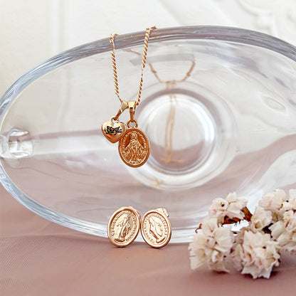 Set Virgen  Milagrosa Grabado Rose