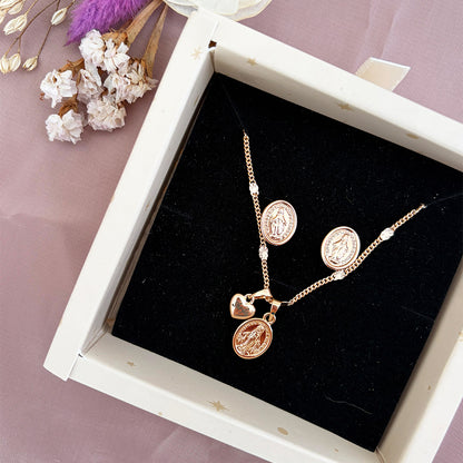 Set Virgen  Milagrosa Grabado Rose