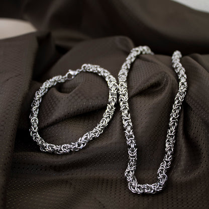 Set Trenzado Plateado Hombre