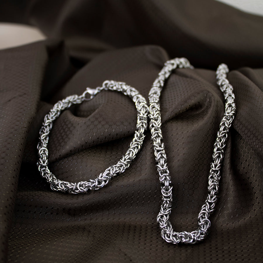 Set Trenzado Plateado Hombre