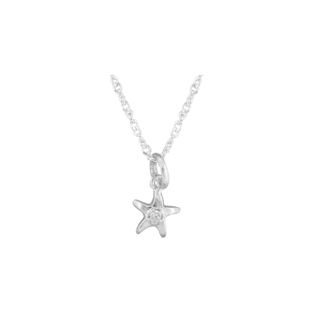 Collar plateado con dije de estrella de mar, dije de estrella de mar