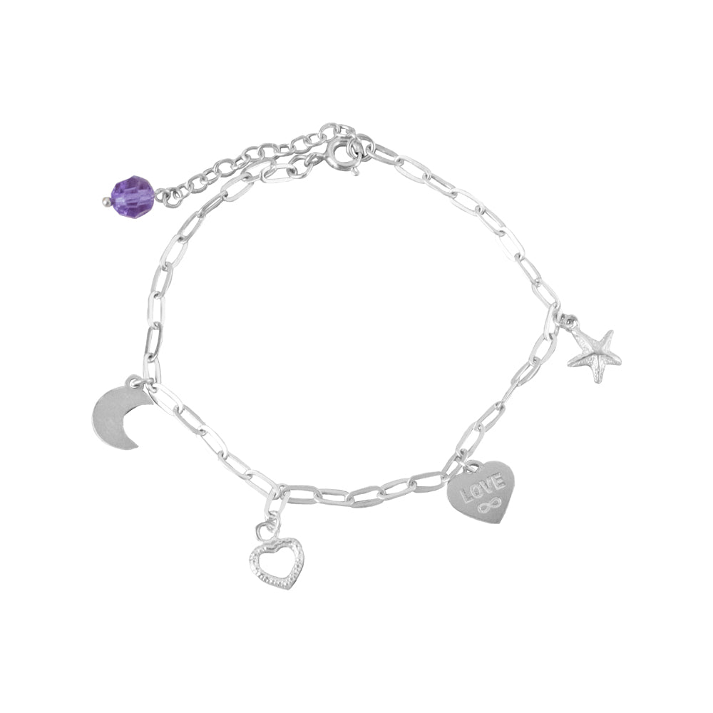 Pulsera 4 Dijes Amor Plata
