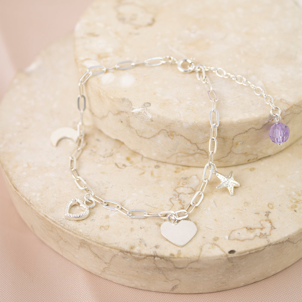 Pulsera 4 Dijes Amor Plata