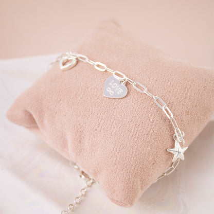 Pulsera 4 Dijes Amor Plata