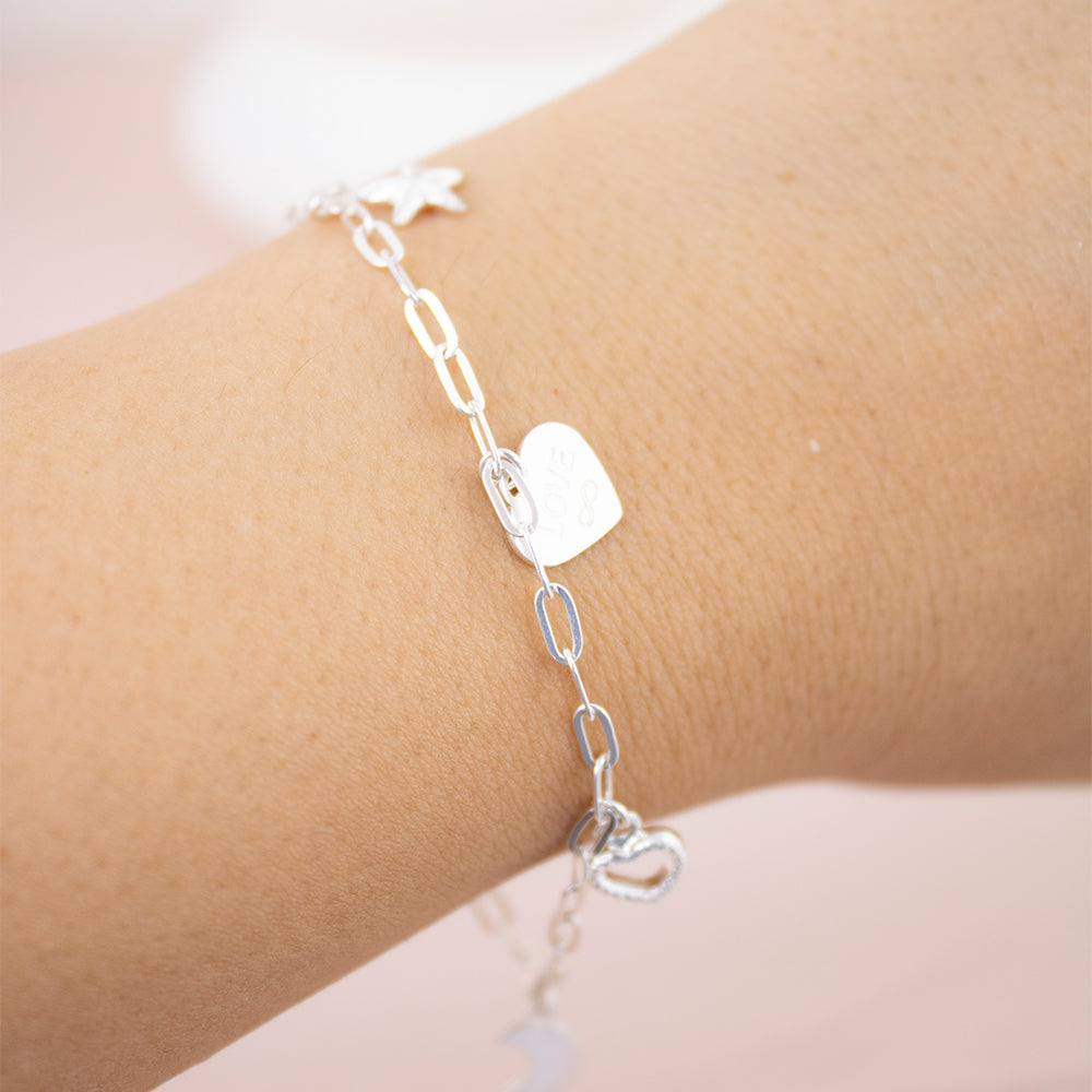 Pulsera 4 Dijes Amor Plata