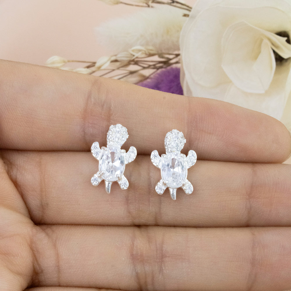 Arete Tortuga Cristal  Plata