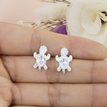 Arete Tortuga Cristal  Plata