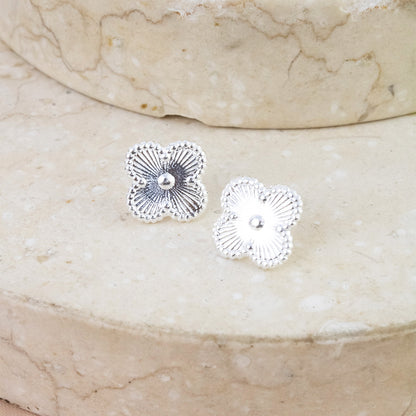 Arete Trébol Pegados Plata